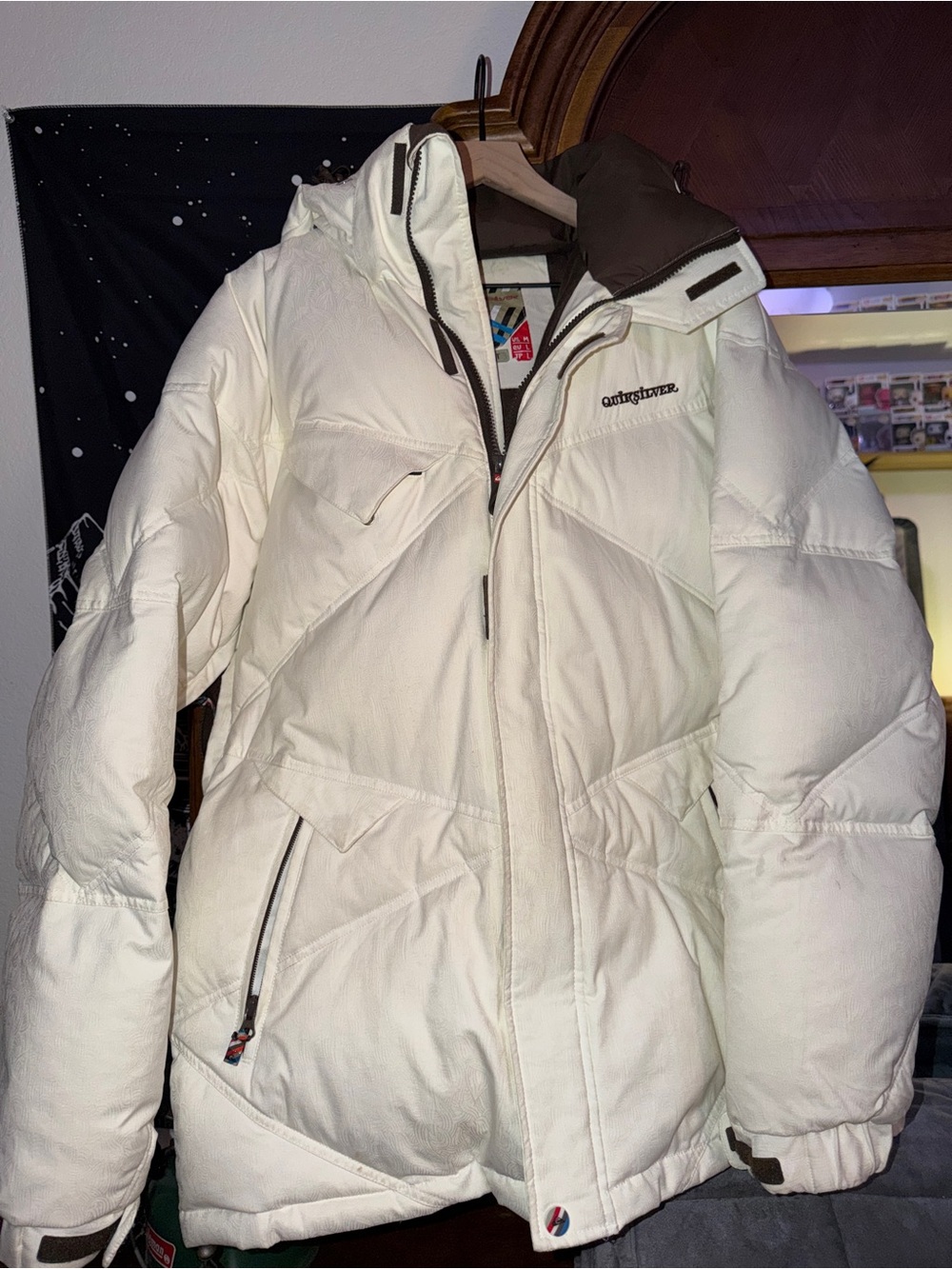 Quiksilver Puffer w/Ventilation Zippers- Off-White x Brown Hood, Men's M